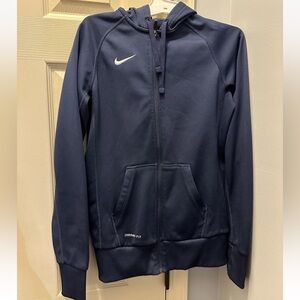 Nike therma-fit Women’s full zip hooded Navy Jacket Size Small